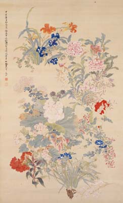 熊坂適山　百花の図