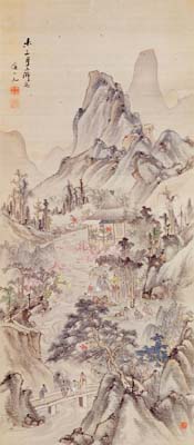 熊坂適山　蘭亭曲水図
